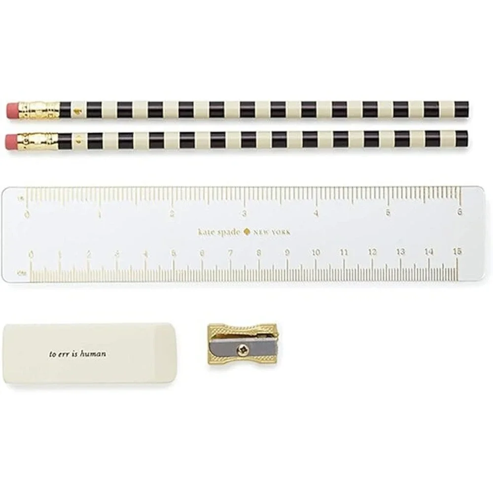 Kate Spade Pencil Case Set Unisex OS Blue New Back to Basics Striped Pouch